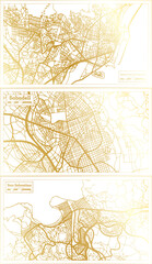 Sabadell, San Sebastian and Santa Cruz de Tenerife Spain City Map Set.
