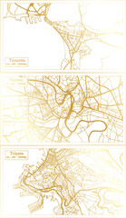 Verona, Trieste and Taranto Italy City Map Set.
