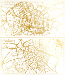 Zaragoza and Vitoria Gasteiz Spain City Map Set.