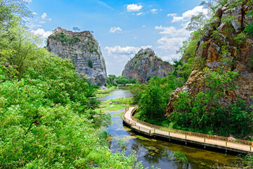Beautiful Rock mountain, Khao Ngu Stone Park, Ratchaburi, Thailand.