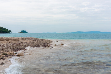 Beautiful scenery of the sea and Koh Samet Island at Khao Laem Ya-Mu Ko Samet National Park ,Thailand.
