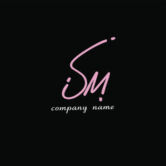 SM S M Initial handwriting creative fashion elegant design logo Sign Symbol template vector icon