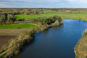 River Bend and Green Meadows from Above © Catalin