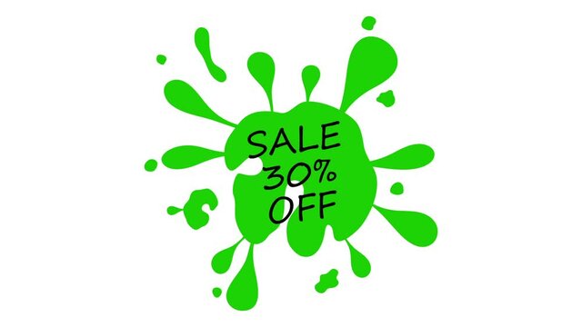Animated sale banner. Green ink blob. The blob of ink.
