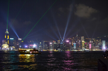 Fototapeta na wymiar China, hong Kong, night cityscape, lights