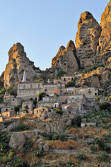 View of the abandoned village of Pentedattilo, District of Reggio Calabria, Aspromonte, Calabria, Italy, Europe