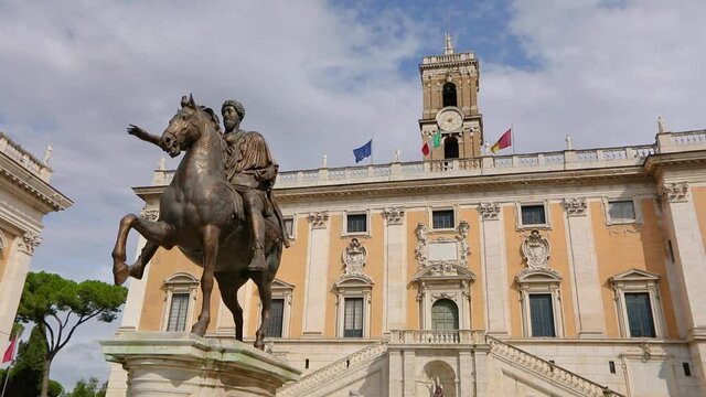 Statue of Marcus Aurelius in front of the Senatorial Palace Rome, Italy
