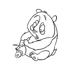 Linear drawing of panda for coloring book. Vector illustration