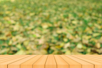 wooden table and green grass