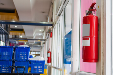 red fire extinguisher was stuck on the platform