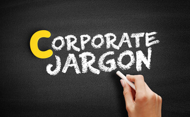 Fototapeta premium Corporate jargon text on blackboard, business concept background