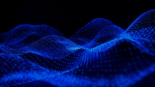 Medical Innovation concept. Scientific information represented as a High Tech Futuristic Particle Network. Abstract background. 3D render