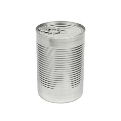 Metal tin can isolated on white background.