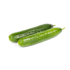 Two cucumbers with shadow isolated on white background.