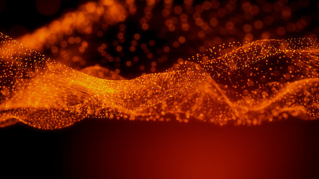 Medical Innovation concept. Scientific information represented as a High Tech Futuristic Particle Network. Abstract background. 3D render