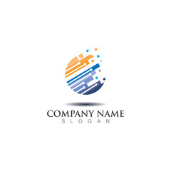 Circle world digital tech logo concept design. Symbol graphic template element