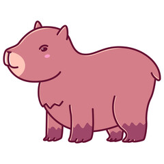 Capybara vector cartoon animal illustration isolated on a white background.