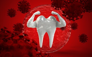 Oral protection from COVID 19. 3d render.