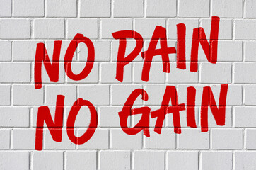 Graffiti on a brick wall - No pain no gain