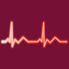 Neon heartbeat. Neon heart pulse graphic. Heartbeats cardiogram. EKG heart line. Vector illustration.