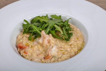 Italian risotto with prawn and rucola