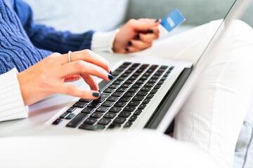 person shopping online using credit card debit ecommerce online