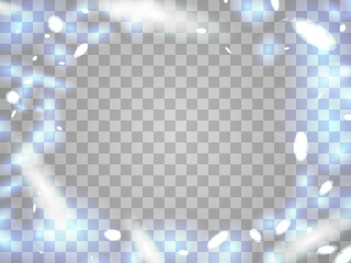 Glowing particles frame. Glowing light border. Sparkling light. Design a template for invitations, leaflets and greeting cards. Vector illustration