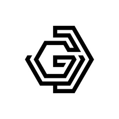 Technology design letter G shaped hexagon style