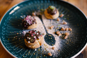 Cream Puffs with Vanilla Pudding and Meringue Frosting
