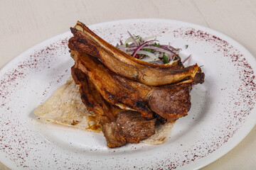 Grilled rack of lamb barbeque