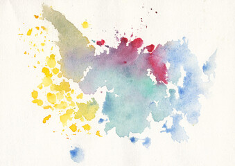Fototapeta na wymiar watercolor hand painting, watercolor gradient background, watercolor spatter