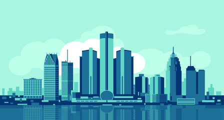 Obraz premium Detroit Michigan skyline