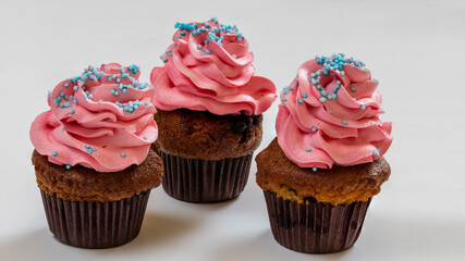 Cupcakes with cream and beautiful decoration