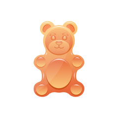 Orange gummy bear isolated on white background. Vector illustration 