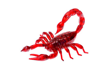 A plastic scorpion toy. On a white background, isolated.