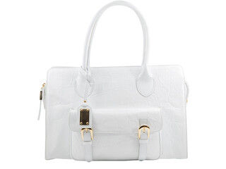 female white leather bag isolated on white