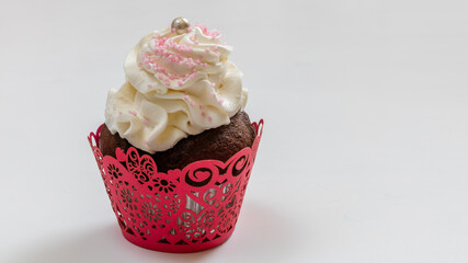 Cupcakes with cream and beautiful decoration