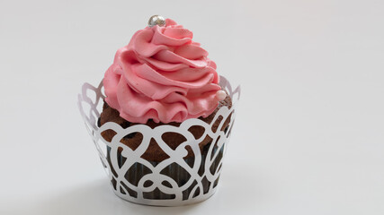 Cupcakes with cream and beautiful decoration