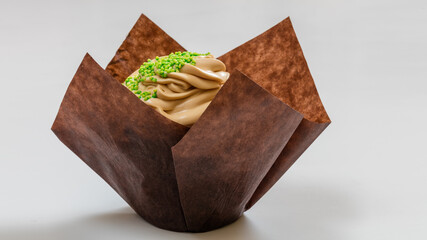 Cupcakes with cream and beautiful decoration