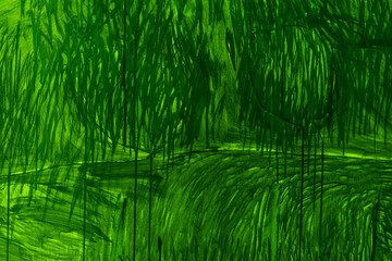 The canvas is painted green. Green inhomogeneous texture.