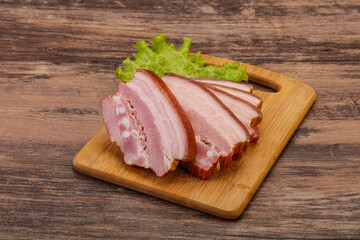 Tasty smoked pork brisket slice