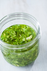 green chimichurri meat sauce