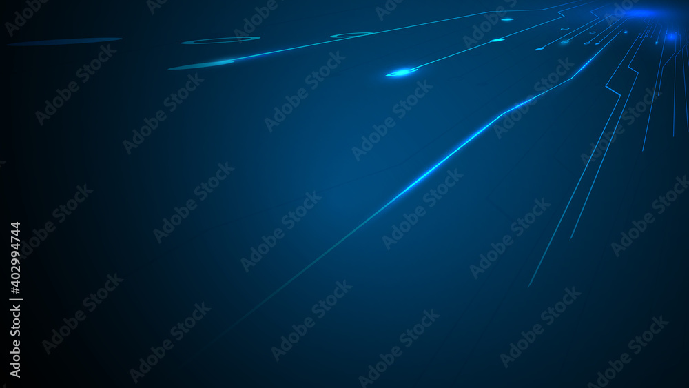 Leinwandbilder abstract lines and dots perspective futuristic technology connection digital concept system backgrou