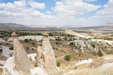 Twin fairy chimneys in Cappadocia, Turkey