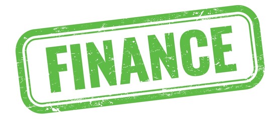 FINANCE text on green grungy vintage stamp.