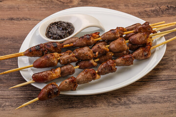 Asian cuisine - chicken hearts skewer