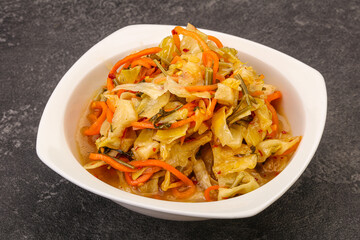 Spicy pickled cabbage with carrot