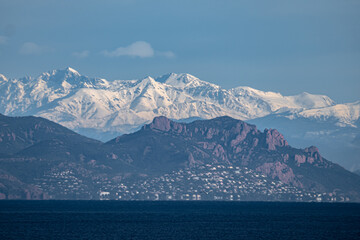 French and Italian alps in the distance behind nice 