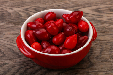 Sweet and ripe cornel berries