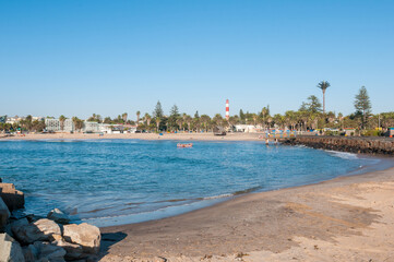 Obraz premium Beach scene at the waterfront in Swakopmund